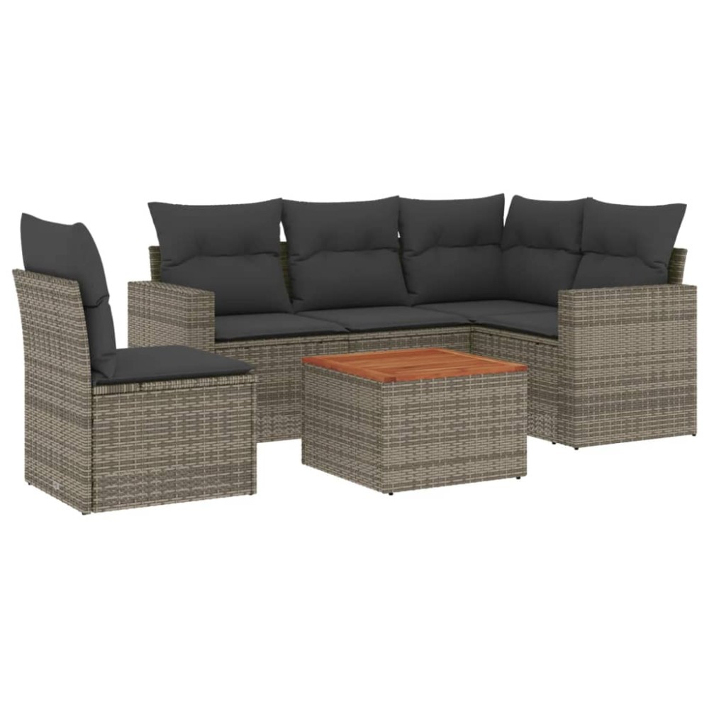 vidaXL Set mobilier grădină cu perne, 6 piese, gri, poliratan