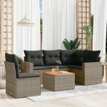 vidaXL Set mobilier grădină cu perne, 6 piese, gri, poliratan