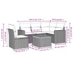 vidaXL Set mobilier grădină cu perne, 6 piese, gri, poliratan