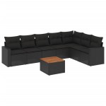 vidaXL Set mobilier de grădină cu perne, 8 piese, negru, poliratan
