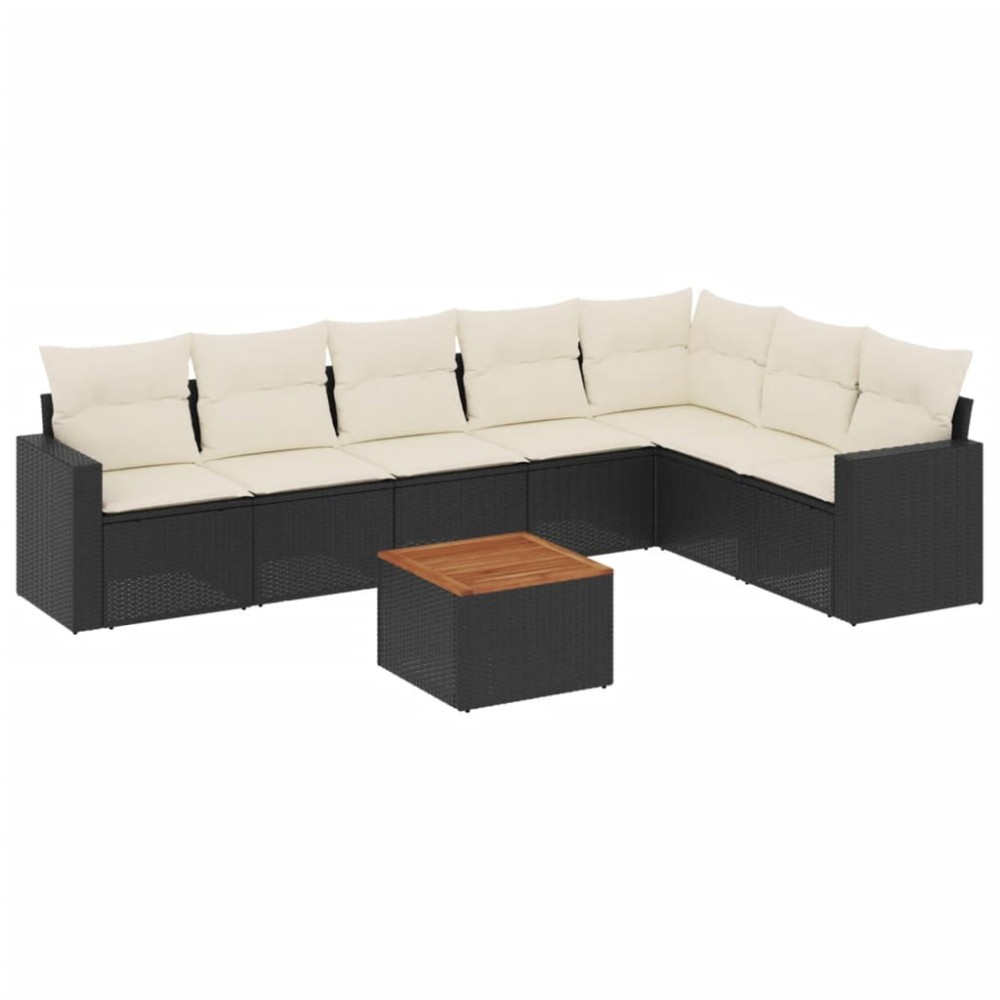 vidaXL Set mobilier de grădină cu perne, 8 piese, negru, poliratan