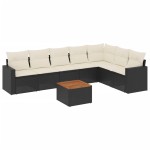 vidaXL Set mobilier de grădină cu perne, 8 piese, negru, poliratan vidaXL Set mobilier de grădină cu perne, 8 piese, negru, poliratan