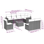 vidaXL Set mobilier de grădină cu perne, 9 piese, negru, poliratan