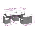 vidaXL Set mobilier de grădină cu perne, 9 piese, negru, poliratan