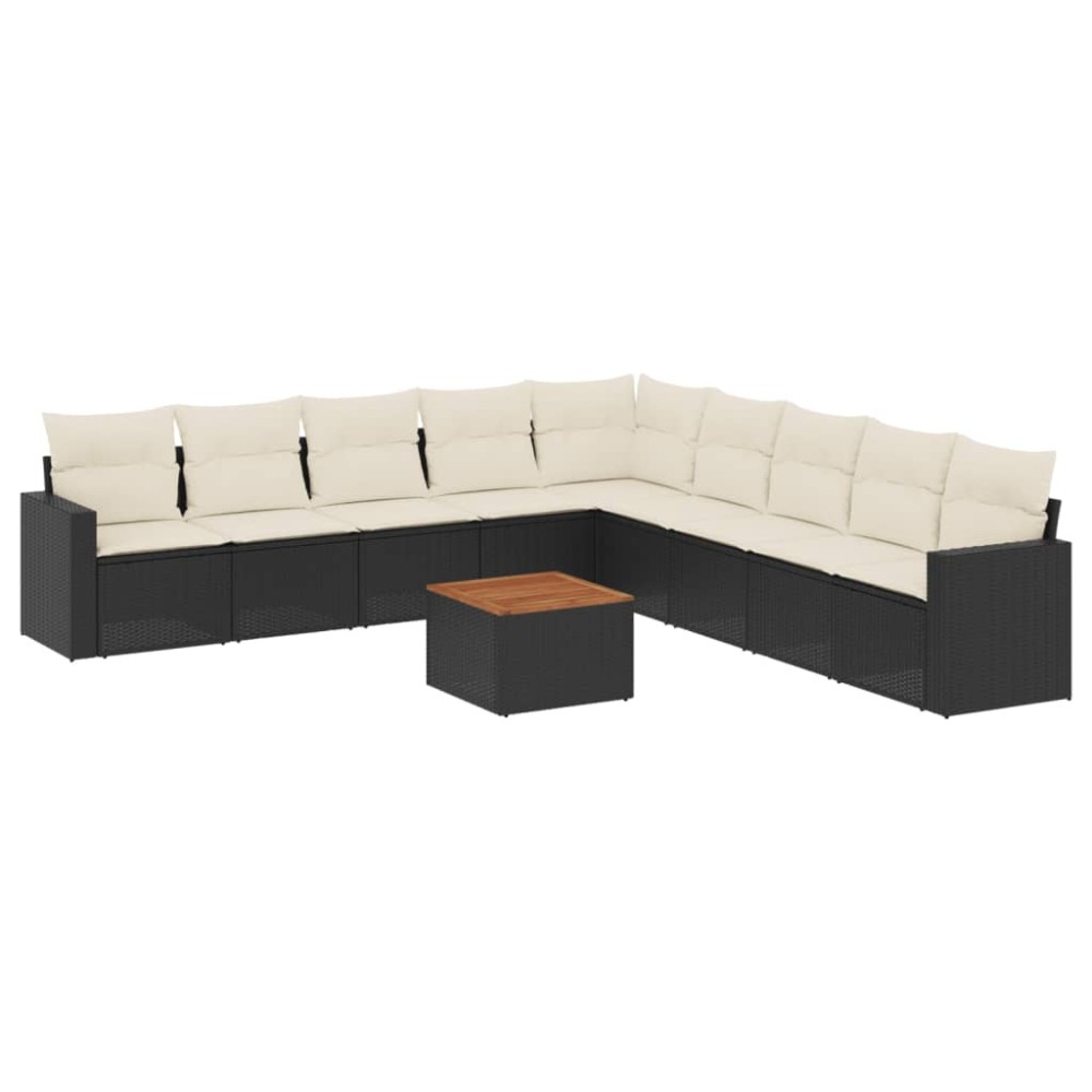 vidaXL Set canapele de grădină cu perne, 10 piese, negru, poliratan