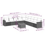 vidaXL Set canapele de grădină cu perne, 10 piese, negru, poliratan