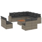 vidaXL Set canapea de grădină cu perne, 12 piese, gri, poliratan