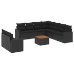 vidaXL Set canapele de grădină cu perne, 10 piese, negru, poliratan vidaXL Set canapele de grădină cu perne, 10 piese, negru, poliratan