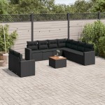vidaXL Set canapele de grădină cu perne, 10 piese, negru, poliratan vidaXL Set canapele de grădină cu perne, 10 piese, negru, poliratan