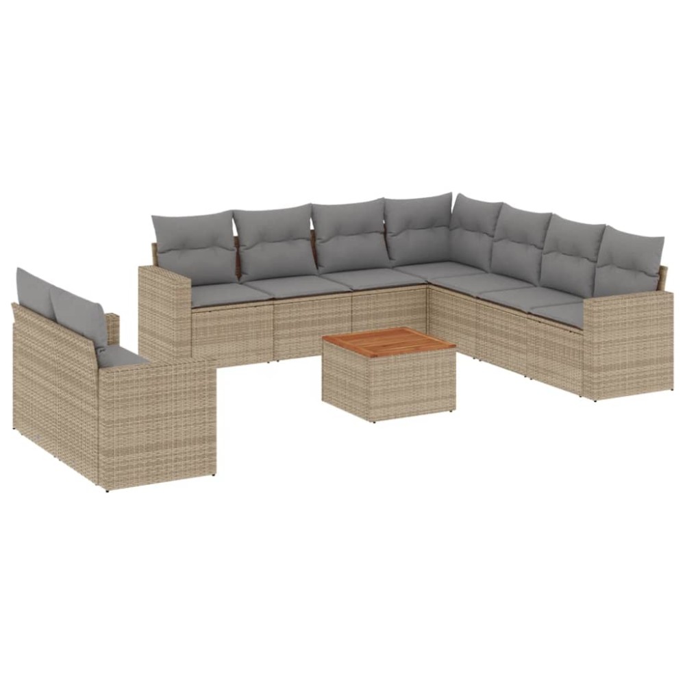 vidaXL Set canapele de grădină cu perne, 10 piese, bej, poliratan