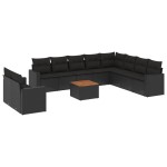 vidaXL Set canapele de grădină cu perne, 11 piese, negru, poliratan vidaXL Set canapele de grădină cu perne, 11 piese, negru, poliratan