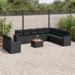 vidaXL Set canapele de grădină cu perne, 11 piese, negru, poliratan vidaXL Set canapele de grădină cu perne, 11 piese, negru, poliratan