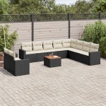 vidaXL Set canapele de grădină cu perne, 11 piese, negru, poliratan vidaXL Set canapele de grădină cu perne, 11 piese, negru, poliratan