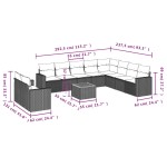 vidaXL Set canapele de grădină cu perne, 11 piese, negru, poliratan vidaXL Set canapele de grădină cu perne, 11 piese, negru, poliratan