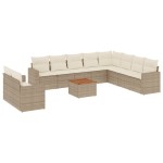 vidaXL Set canapele de grădină cu perne, 11 piese, bej, poliratan