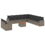 vidaXL Set canapea de grădină cu perne, 12 piese, gri, poliratan vidaXL Set canapea de grădină cu perne, 12 piese, gri, poliratan