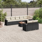 vidaXL Set mobilier de grădină cu perne, 9 piese, negru, poliratan vidaXL Set mobilier de grădină cu perne, 9 piese, negru, poliratan