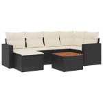 vidaXL Set canapele de grădină cu perne, 7 piese, negru, poliratan