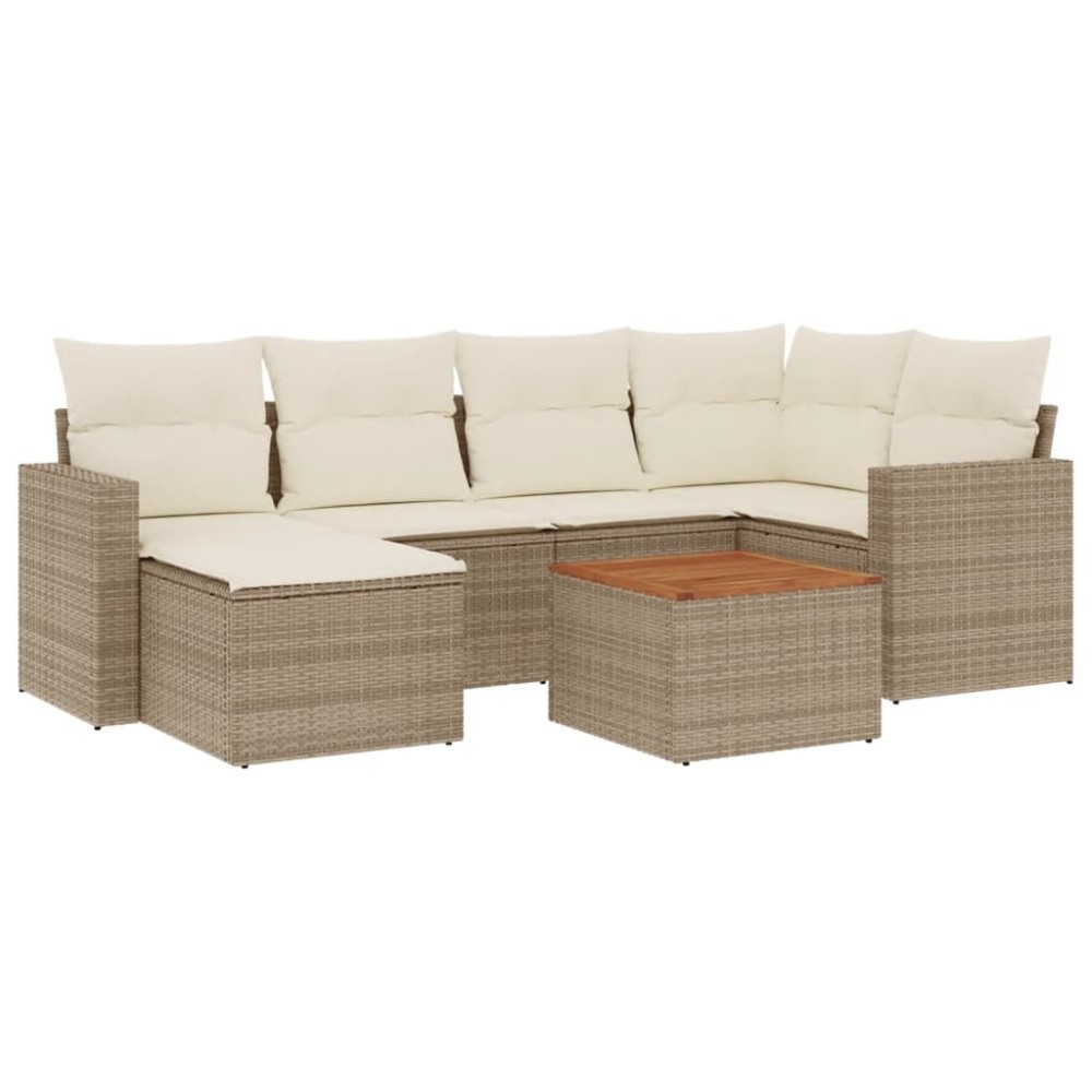 vidaXL Set canapele de grădină, 7 piese, cu perne, bej, poliratan