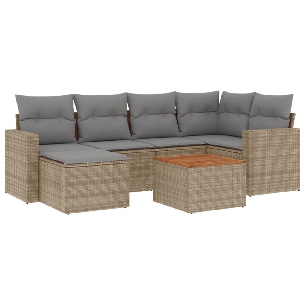 vidaXL Set canapele de grădină, 7 piese, cu perne, bej, poliratan