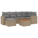 vidaXL Set canapele de grădină, 7 piese, cu perne, bej, poliratan vidaXL Set canapele de grădină, 7 piese, cu perne, bej, poliratan
