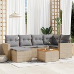 vidaXL Set canapele de grădină, 7 piese, cu perne, bej, poliratan vidaXL Set canapele de grădină, 7 piese, cu perne, bej, poliratan