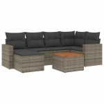 vidaXL Set canapele de grădină, 7 piese, cu perne, gri, poliratan vidaXL Set canapele de grădină, 7 piese, cu perne, gri, poliratan
