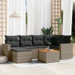vidaXL Set canapele de grădină, 7 piese, cu perne, gri, poliratan vidaXL Set canapele de grădină, 7 piese, cu perne, gri, poliratan