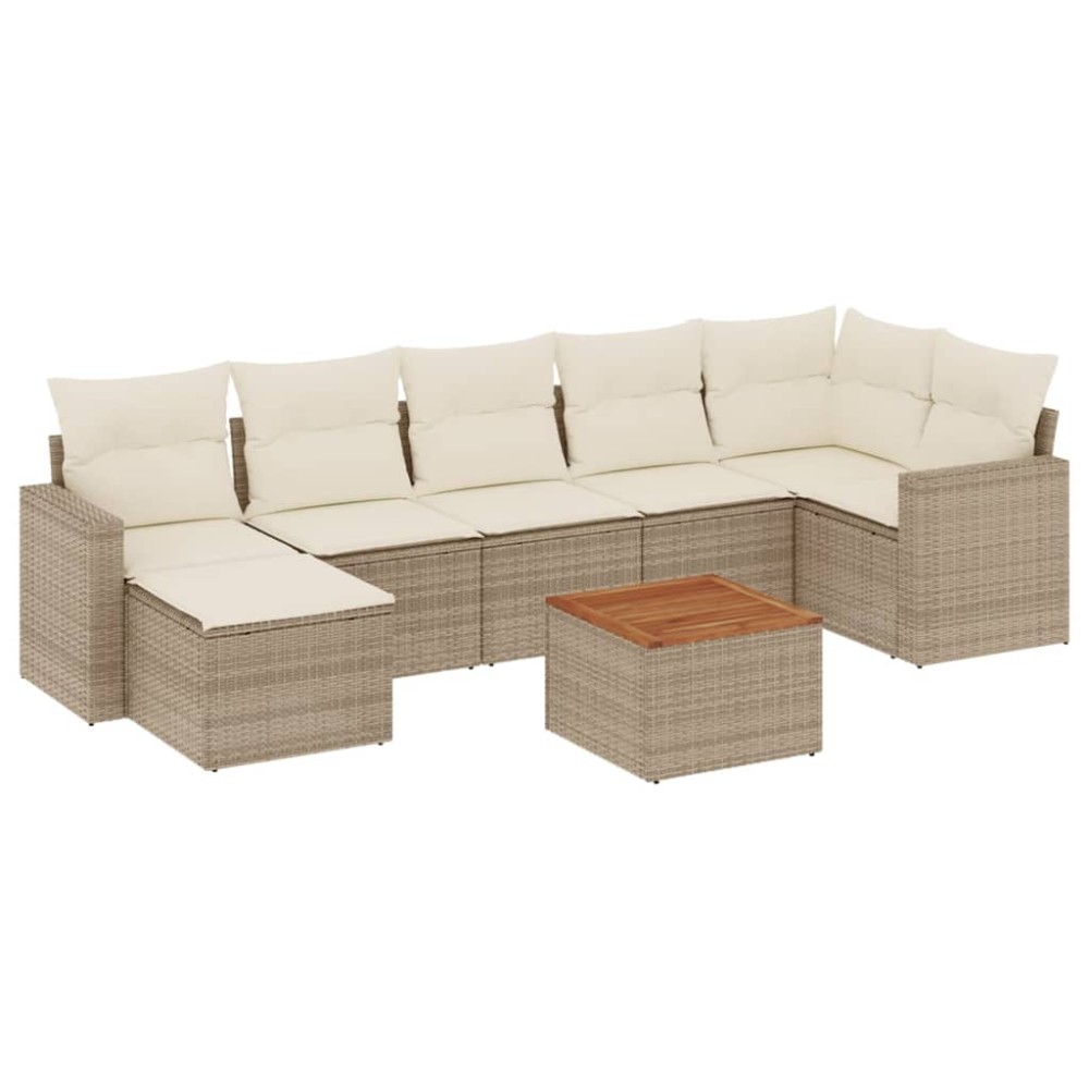 vidaXL Set canapele de grădină, 8 piese, cu perne, bej, poliratan