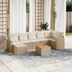 vidaXL Set canapele de grădină, 8 piese, cu perne, bej, poliratan vidaXL Set canapele de grădină, 8 piese, cu perne, bej, poliratan
