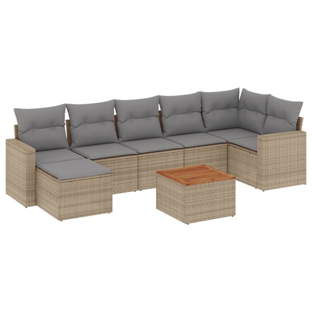vidaXL Set canapele de grădină, 8 piese, cu perne, bej, poliratan