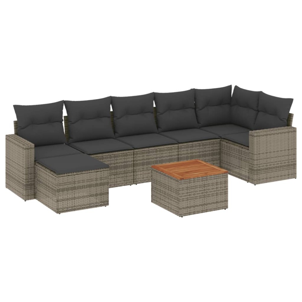 vidaXL Set canapele de grădină cu perne, 8 piese, gri, poliratan