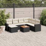 vidaXL Set mobilier de grădină cu perne, 8 piese, negru, poliratan vidaXL Set mobilier de grădină cu perne, 8 piese, negru, poliratan