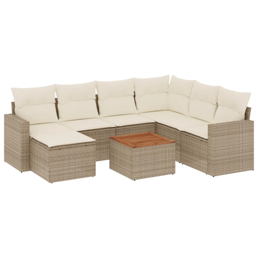vidaXL Set canapele de grădină, 8 piese, cu perne, bej, poliratan