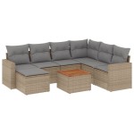 vidaXL Set canapele de grădină, 8 piese, cu perne, bej, poliratan