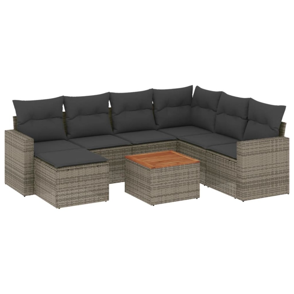 vidaXL Set canapele de grădină cu perne, 8 piese, gri, poliratan