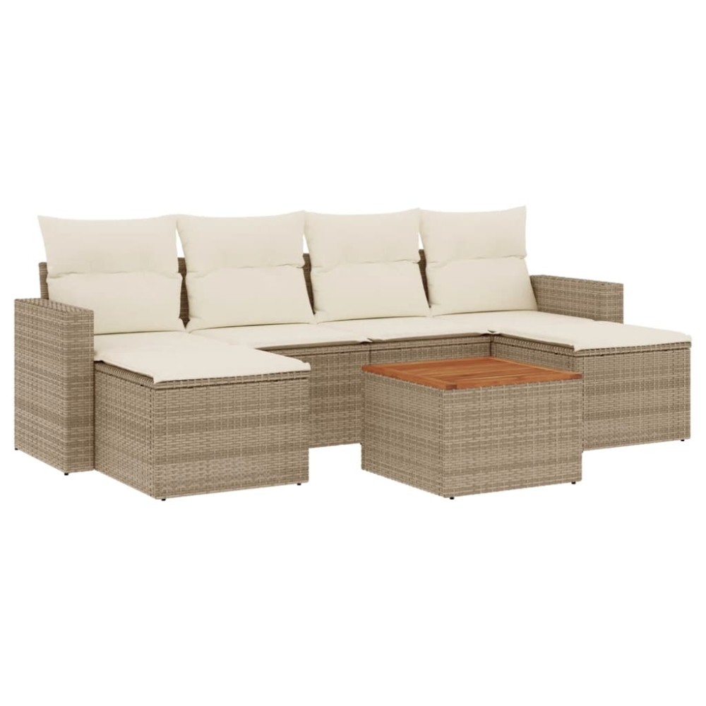 vidaXL Set canapele de grădină, 7 piese, cu perne, bej, poliratan