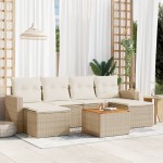 vidaXL Set canapele de grădină, 7 piese, cu perne, bej, poliratan vidaXL Set canapele de grădină, 7 piese, cu perne, bej, poliratan