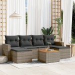 vidaXL Set canapele de grădină, 7 piese, cu perne, gri, poliratan vidaXL Set canapele de grădină, 7 piese, cu perne, gri, poliratan