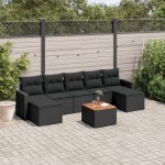 vidaXL Set mobilier de grădină cu perne, 8 piese, negru, poliratan vidaXL Set mobilier de grădină cu perne, 8 piese, negru, poliratan
