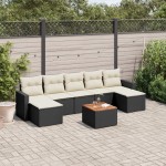 vidaXL Set mobilier de grădină cu perne, 8 piese, negru, poliratan vidaXL Set mobilier de grădină cu perne, 8 piese, negru, poliratan