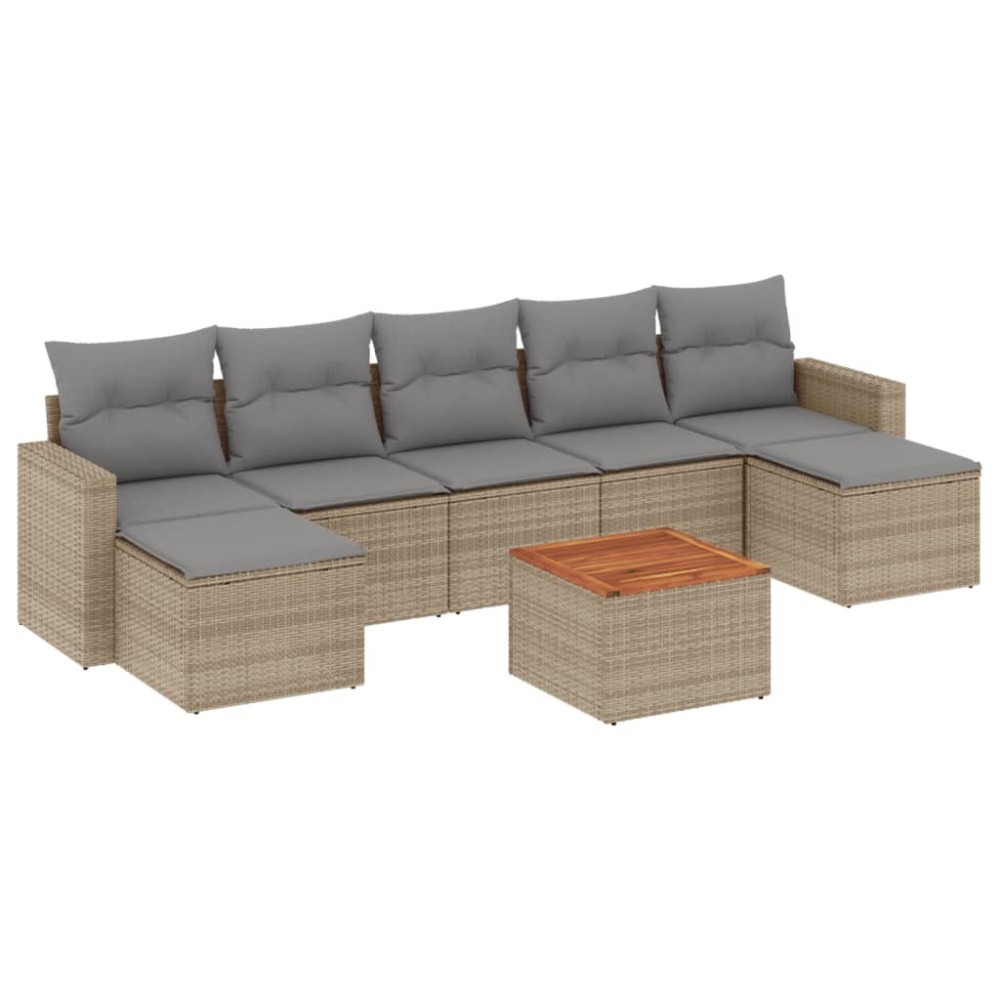 vidaXL Set canapele de grădină, 8 piese, cu perne, bej, poliratan