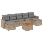 vidaXL Set canapele de grădină, 8 piese, cu perne, bej, poliratan