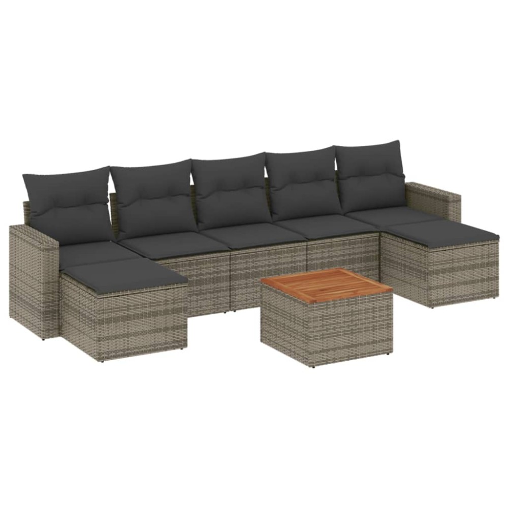 vidaXL Set canapele de grădină cu perne, 8 piese, gri, poliratan