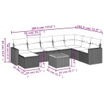 vidaXL Set mobilier de grădină cu perne, 9 piese, negru, poliratan vidaXL Set mobilier de grădină cu perne, 9 piese, negru, poliratan