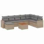 vidaXL Set canapele de grădină, 9 piese, cu perne, bej, poliratan vidaXL Set canapele de grădină, 9 piese, cu perne, bej, poliratan