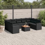 vidaXL Set canapele de grădină cu perne, 10 piese, negru, poliratan vidaXL Set canapele de grădină cu perne, 10 piese, negru, poliratan