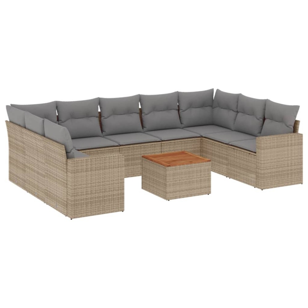 vidaXL Set canapele de grădină cu perne, 10 piese, bej, poliratan