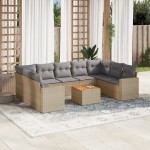 vidaXL Set canapele de grădină cu perne, 10 piese, bej, poliratan