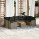vidaXL Set mobilier de grădină cu perne, 10 piese, gri, poliratan vidaXL Set mobilier de grădină cu perne, 10 piese, gri, poliratan